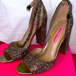 BETSEY JOHNSON RAINBOW GLITTER “GLISSTEN” HEELS